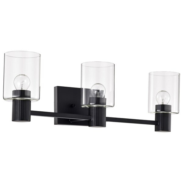 Nuvo Clarksville - 3 Light Vanity - Matte Black with Clear Glass 60/8063 - main